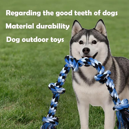 Dog Rope Toys for Large/Medium Aggressive Chewers,Tough Cotton Chew Toy,5 Knots 2.7Feet Indestructible,Knots Extra Tough Cotton Dog Ropes for Medium Large Dogs,Toy Teeth Cleaning