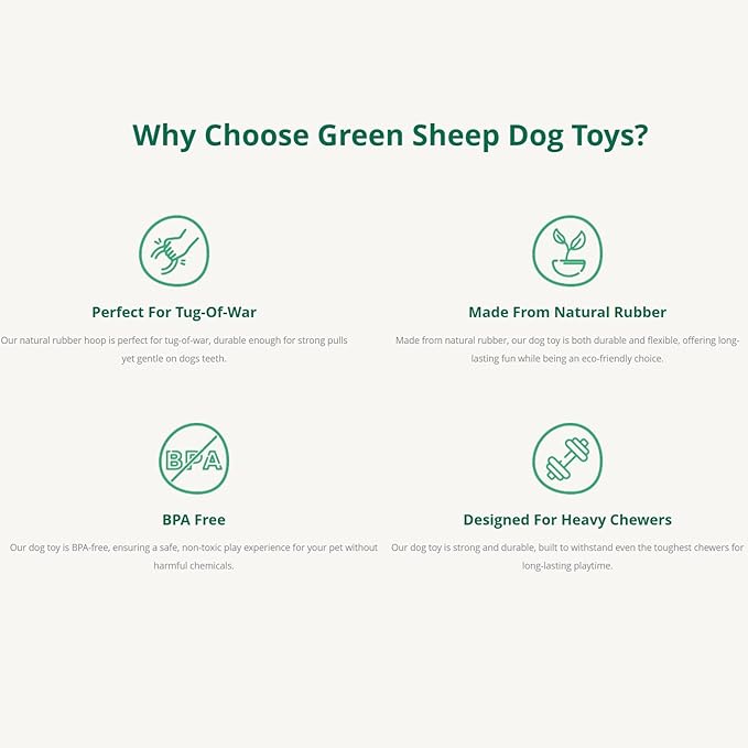 Green Sheep Natural Rubber Ring Rope Toy for Dogs, Durable Chew & Tug of War Dog Toy, Interactive Pet Toys for Small to Large Dogs, Medium Orange with Recycle Cotton Rope