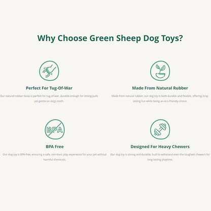 Green Sheep Medium Natural Rubber Ring Rope Toy for Dogs, Durable Chew & Tug of War Dog Toy, Interactive Pet Toys for Small to Large Dogs, Orange