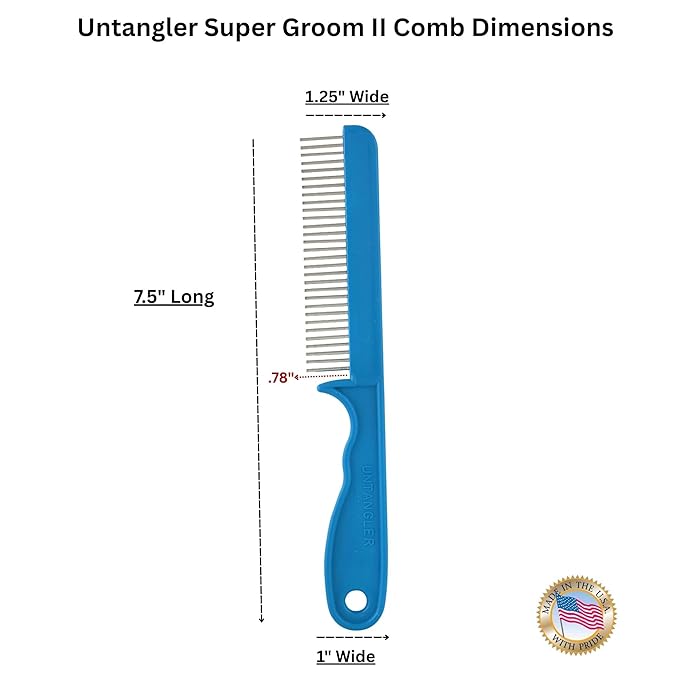 Super-Groom Combs with Smooth Rotating Teeth for Painless Mat Removal (Turquoise, 30 Fine Spaced-Teeth)