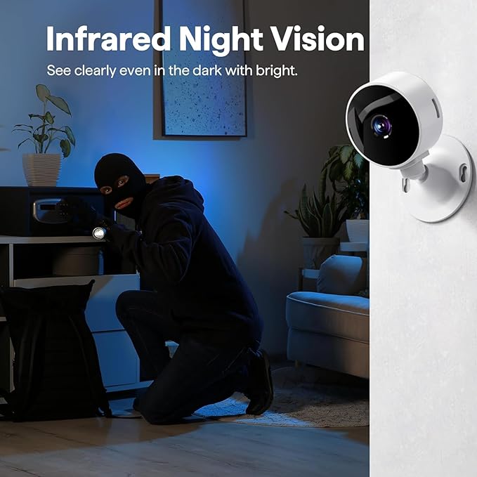 2K Wireless Cameras for Home Security Camera, Pet Camera Indoor with Phone App, Night Vision, Motion Alert, 24/7 SD&Cloud Record, Two-Way Audio, Security Camera Indoor Works with Alexa&Google