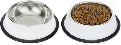 Stainless Steel Dog Bowls, Food and Water Non Slip Anti Skid Stackable Pet Puppy Dishes for Small, Medium and Large Dogs (2 Pack)