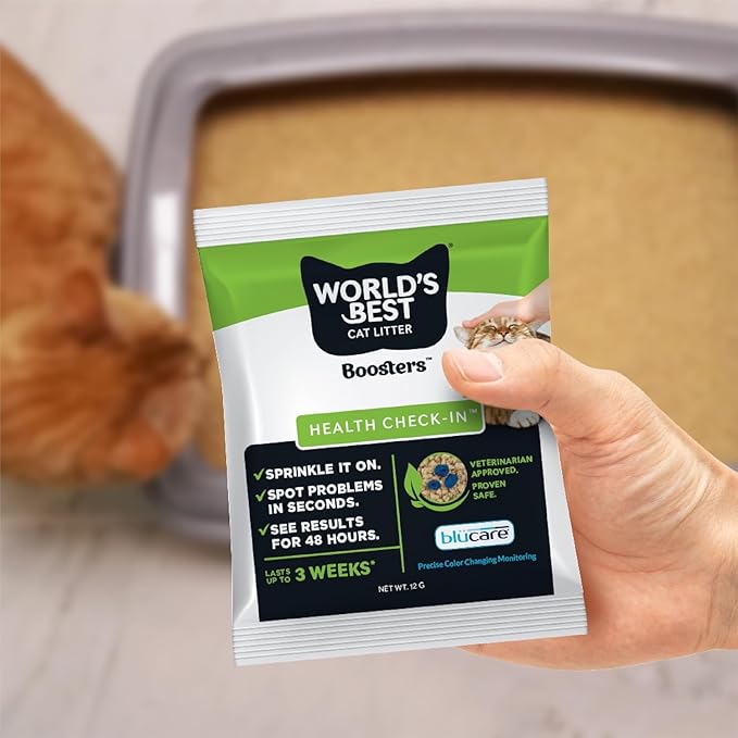 World's Best CAT Litter® Boosters™ Health Check-in™ | Cat Litter Additive for Health Monitoring | UTI Monitoring and Detection with Color Changing Indicator | Vet Approved | 12g (Pack of 2)