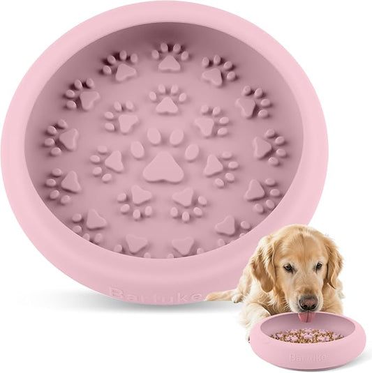 Dog Lick Bowl, Slow Feeder Dog Bowl Licking Mat for Small to Large Dogs, BPA-Free Non-Slip Silicone Slow Feeder Treat Dispenser for Anxiety Relief, Freezer & Dishwasher Safe (Pink, 8.2"×2")