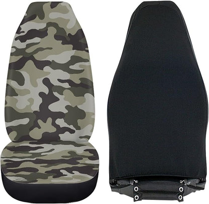 Green Camo Print Car Seat Cover Front Seats for Men,Universal Fit for Most Cars,SUVs,Sedan,Truck or Van,Easy to Install