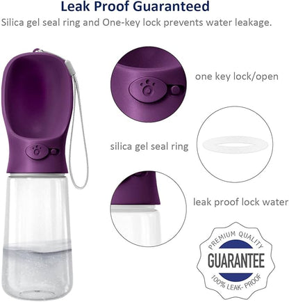 WePet Portable Dog Water Bottle with Food Container, 19 OZ + 6 OZ, Leak Proof Puppy Water Dispenser with Drinking Feeder for Pets Outdoor Walking, Hiking, Travel, Food Grade Plastic