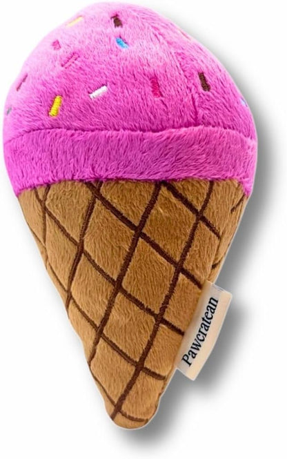 7" Squeaky Plush Toy for Puppies Small Dogs Self Etertainment Washable Soft Made [PET ONLY] (Ice-creeam)