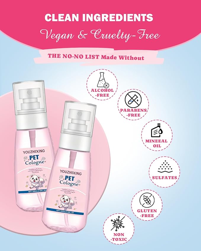 Dog Perfume & Pet Cologne - Long Lasting Baby Powder Scent | Alcohol-Free & Safe if Licked | Water-Based Deodorizer for Dogs & Cats | Fur-Conditioning, Non-Sticky
