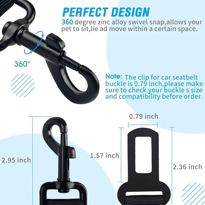 COOYOO Dog Seat Belt,3 Piece Set Retractable Dog Car Harness Adjustable Seat Belt for Vehicle Nylon Pet Safety Seat Belts Heavy Duty & Elastic