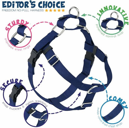 2 Hounds Design Freedom No Pull Dog Harness, Adjustable Harness, Easy Walking & Comfortable Control, Fits Small, Medium & Large Dogs, Solid Colors, Made in USA, 5/8" XS, Navy