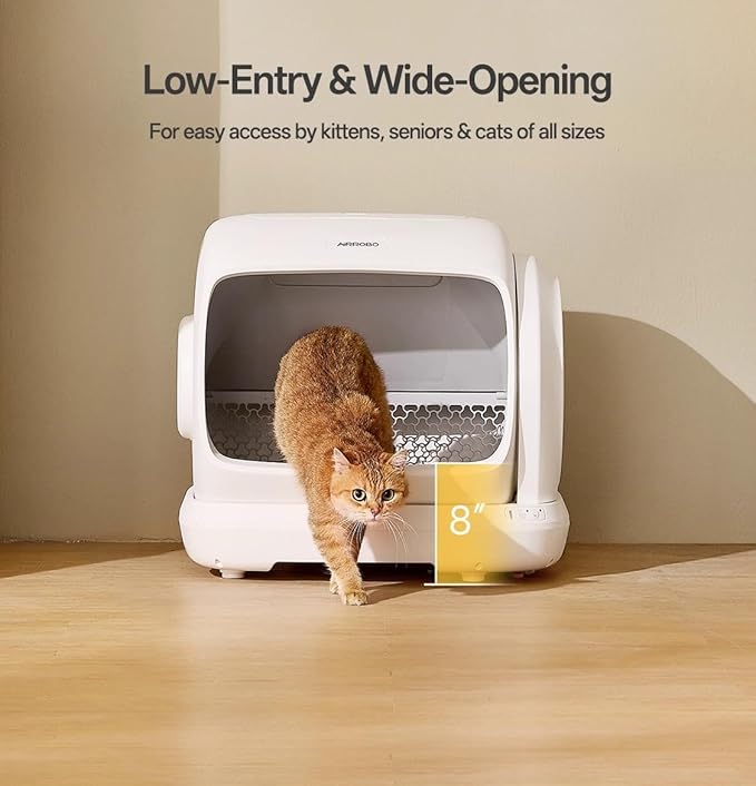 XXXL Automatic Cat Litter Box, Self Cleaning Litter Box for Multiple Cats, Anti-Pinch Safety Protection, Smart APP Control, Odor Control, Works with Clumping/Bentonite/Mineral Litter