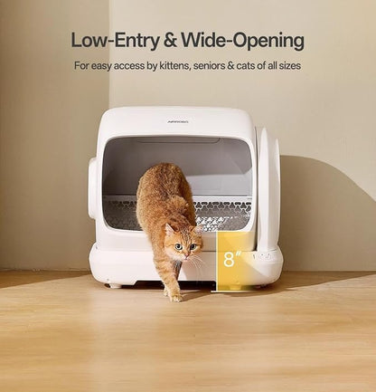 XXXL Automatic Cat Litter Box, Self Cleaning Litter Box for Multiple Cats, Anti-Pinch Safety Protection, Smart APP Control, Odor Control, Works with Clumping/Bentonite/Mineral Litter