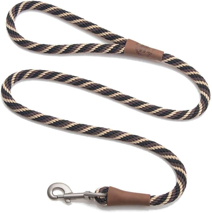 Mendota Pet Snap Leash - British-Style Braided Dog Lead, Made in The USA - Mocha, 1/2 in x 4 ft - for Small/Medium Breeds