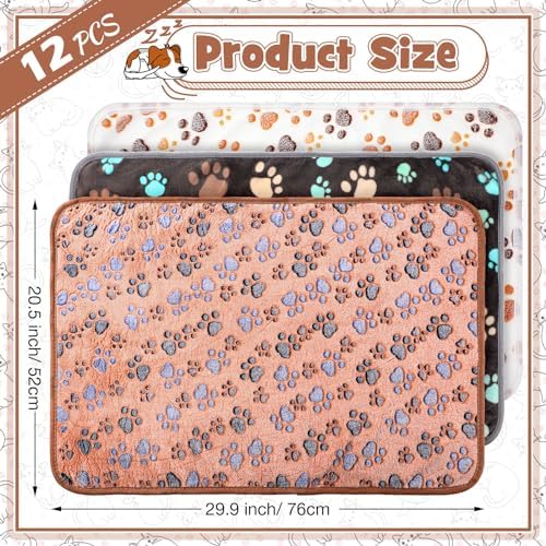 Tegeme 12 Pcs Puppy Blanket for Cat, Dark Gray, White, 30 x 20 Inch Camel - Image 2