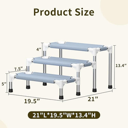 13 Inch Dog Stairs - 3 Tiers Non-Slip Dog Steps for Small Dogs, Cats & Senior Pets, Joint-Friendly Pet Steps for Bed Sofa Car, Stable Anti-Skid Bottom Pet Ladder