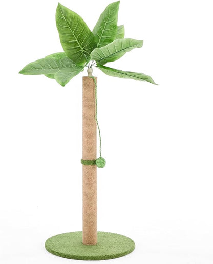 DUMOS Small 33inch Cat Scratching Post for Indoor Cats, Cat Scratcher Scratching Posts with Dangling Ball for Adult, Palm Tree Cat Scratch Post for Kittens, Green