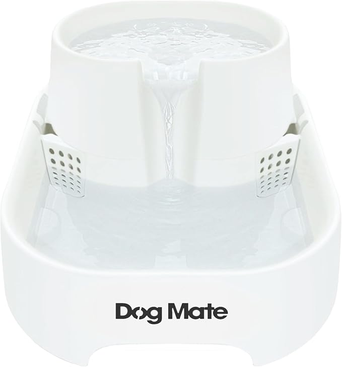 Dog Mate Large Multi-Level Pet Water Fountain (385) - Water Drinking Station for Dogs and Cats, Designed for Easy Hydration, 200 fl. oz. Capacity, White