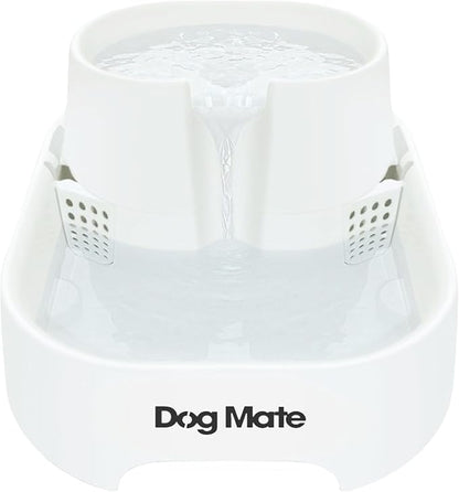 Dog Mate Large Multi-Level Pet Water Fountain (385) - Water Drinking Station for Dogs and Cats, Designed for Easy Hydration, 200 fl. oz. Capacity, White