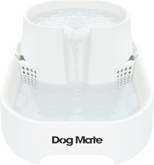 Dog Mate Large Multi-Level Pet Water Fountain (385) - Water Drinking Station for Dogs and Cats, Designed for Easy Hydration, 200 fl. oz. Capacity, White