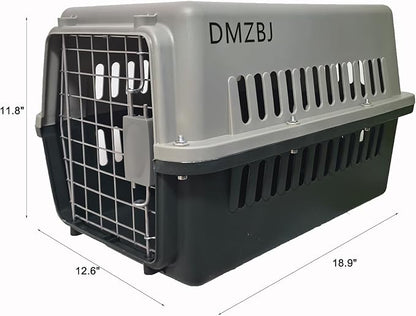 Dog Airline Kennel Pet Travel Crate, Heavy-Duty Metal Door Plastic Carrier, Portable Dog Crate with Wheels for SUV/Airplane Travel/Vet Visit, Large Medium Dog Pet Cage