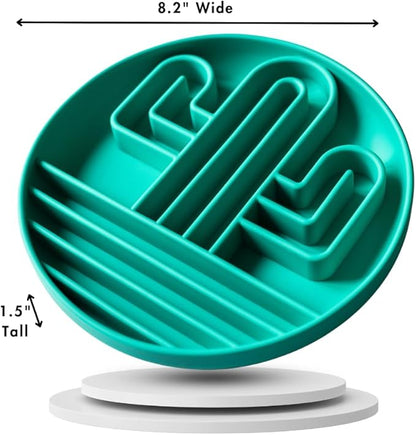 Cactus Slow Feeder Dog Bowls for Large Medium Small Breeds Silicone Non Slip Puzzle Bowl Puppy Essentials
