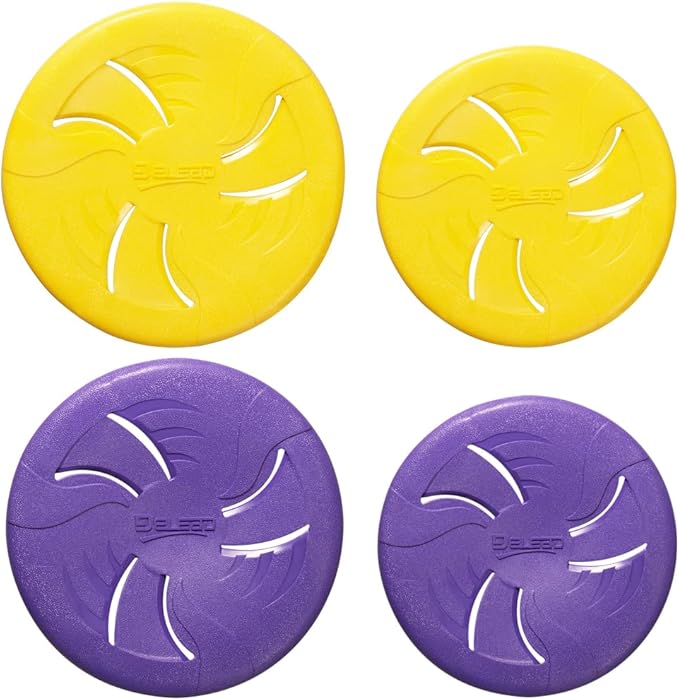 Indestructible Flying Discs, Soft Interactive Catch & Fetch Toys for Small & Medium Dogs, Floats in Water & Safe on Teeth, 7.48 Inch (Small, Yellow)
