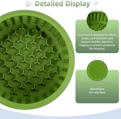 Dog Lick Bowl, ZOURYNUA Non-Slip Slow Feeder Dog Bowls, Enrichment Licking Mat for Distraction, Anxiety Relief Treat Dispenser Freezer, BPA Free Silicone & Dishwasher Safe (Green, Small)