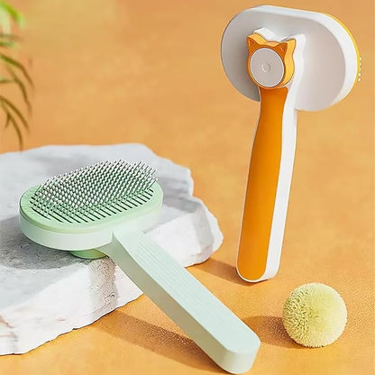 Cat Brush, Dog Brush, Self Cleaning Slide Brush, Pet Grooming, SheddingHair, Fluffy Dog Hair Puppy Kitten, Pet Accessories. (Green)