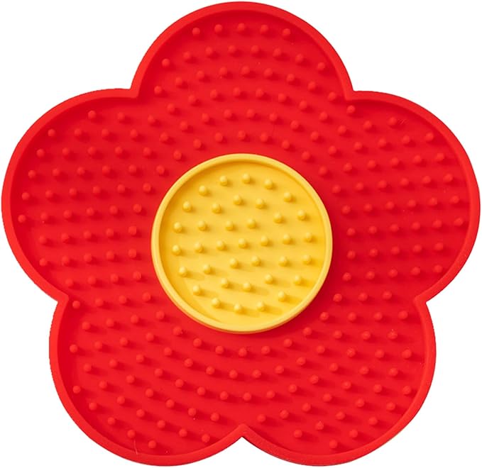 Cats Lick Pad with Suctions Cup Slow Feeders Licking Mat Flower Shape Silicone with Suctions Cup Dog Mat Silicone Dog Treat