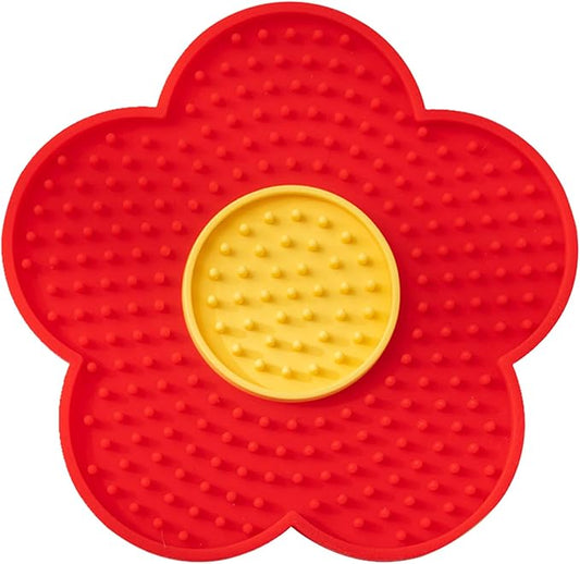 Cats Lick Pad with Suctions Cup Slow Feeders Licking Mat Flower Shape Silicone with Suctions Cup Dog Mat Silicone Dog Treat