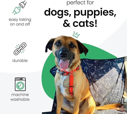 Molly Mutt 3-in-1 Back Seat Cover for Dogs, 100% Cotton Canvas Back Seat Hammock with Headrest Straps, Belt Slots, & Anchors, Non-Skid Cargo Area Cover, Machine Washable, No Harmful Chemicals, 56"x56"