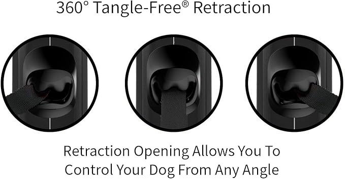 TUG Oval 360° Tangle-Free Retractable Dog Leash | Flashlight Included | Integrated Waste Bag Dispenser Pocket (Medium, Black)