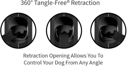 TUG Oval 360° Tangle-Free Retractable Dog Leash | Flashlight Included | Integrated Waste Bag Dispenser Pocket (Medium, Black)