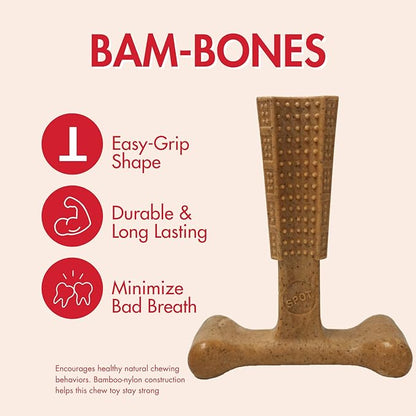 SPOT by Ethical Products 4 in Bambone Plus Easy Grip Peanut Butter, Beef & Chicken Dog Chew Bundle - Bamboo & Nylon Anti Anxiety Bone for Aggressive Chewers & Dental Health for Dogs - Large (3 Pack)