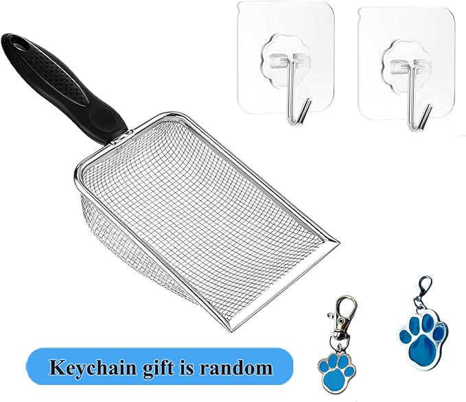 itPlus Cat Litter Scoop, Stainless Steel Cats Sturdy Mesh Scooper Kitty Litter Scoop Long Handle Scooper Shovel Sifter for All Litter Types Metal Cat Scooper for Litter Box
