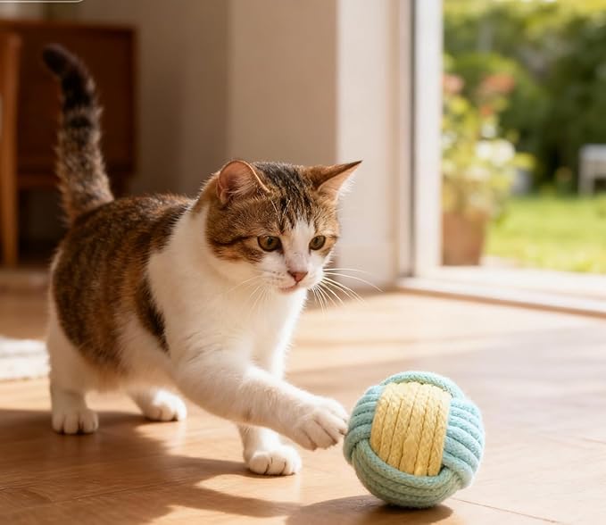 6Pcs Cat Ball Toy, Pet Chew Toy, Biting Ball for Cats, Cats Toys for Indoor, Interactive Cat Chew Toys for Kitty Kitten
