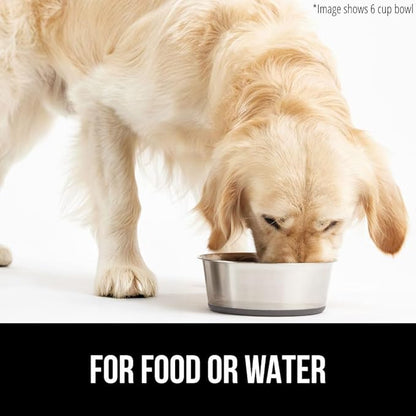GORILLA GRIP Dog Bowl, Holds 4 Cups (32 fl oz), Food Grade 304 Stainless Steel Food and Water Bowl for Feeding Dogs and Cats, BPA Free Rubber Base, Easy Clean, Dishwasher Safe, Rust Resistant, Black