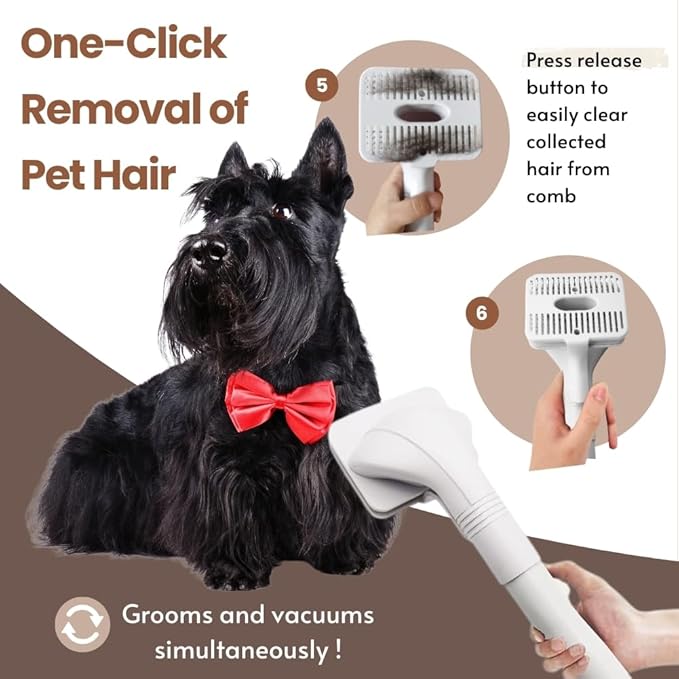 Dog Cat Brush for Shedding and Grooming,Self Cleaning Slicker Brush,Massage the skin,Easy to Clean Comb for Long or Short Haired Pets,Also use with Vacuum,Compatible with Vac 32&35mm