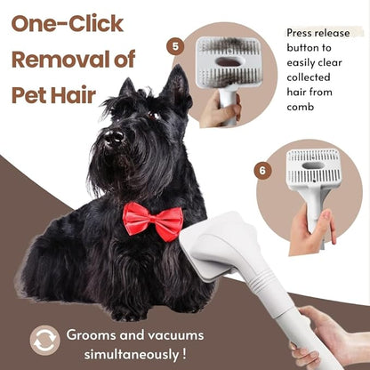 Dog Cat Brush for Shedding and Grooming,Self Cleaning Slicker Brush,Massage the skin,Easy to Clean Comb for Long or Short Haired Pets,Also use with Vacuum,Compatible with Vac 32&35mm