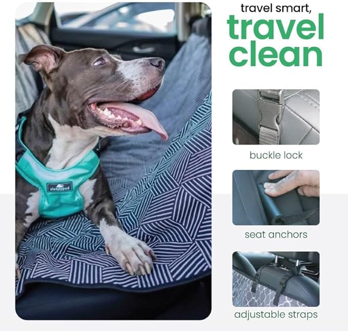 Molly Mutt 3-in-1 Back Seat Cover for Dogs, 100% Cotton Canvas Back Seat Hammock with Headrest Straps, Belt Slots, & Anchors, Non-Skid Cargo Area Cover, Machine Washable, No Harmful Chemicals, 56"x56"