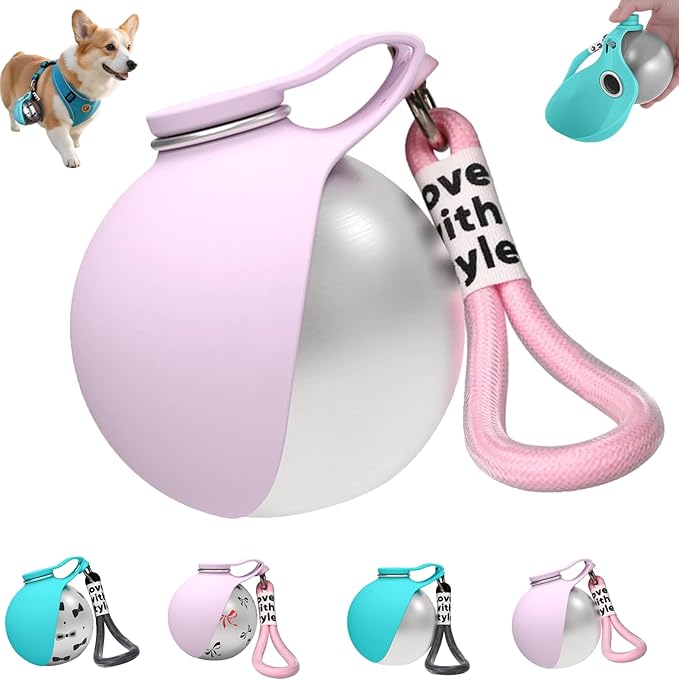 Dog Travel Water Bottle,2-in-1 Portable Dog Water Bottle with Foldable Silicone Bowl,Stainless Steel Bottle & Silicone Bowl,Compact Puppy Drinking Bottle,for Pets Outdoor Walking, Hiking, Travel (C)
