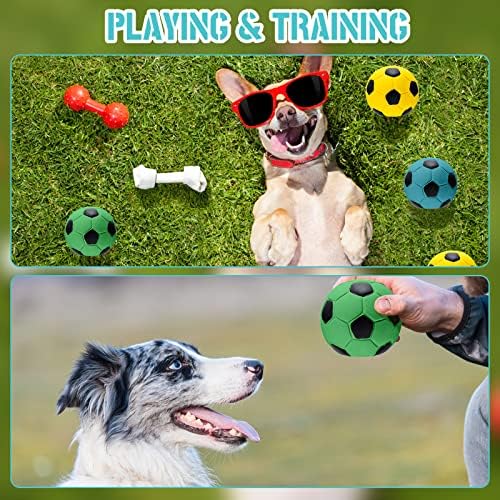 Sumind 9 Pcs Latex Squeaky Dog Toys 2.76 inch Soccer Ball Interactive Fetch Toys Soft Football Puppy Chew Balls for Small Medium and Large Dogs(Yellow, Blue, Green) - Image 4