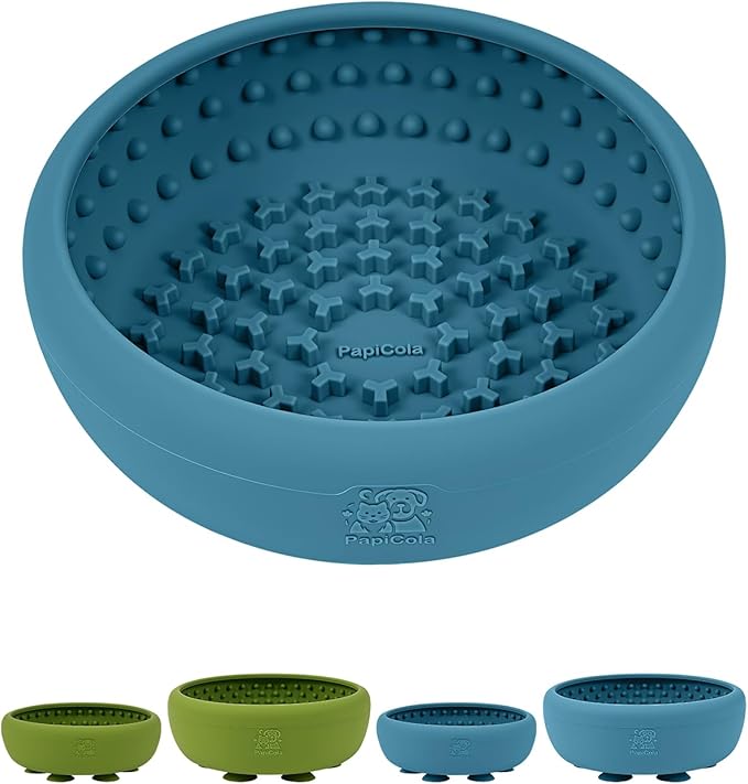 Dog Lick Bowl for Dogs, Lick Mat, Slow Feeder Lick Bowl with Strong Suction, BPA-Free Silicone, Freeze Licking Bowl for Anxiety Relief, Enrichment & Distraction, Dishwasher Safe (Blue, S)