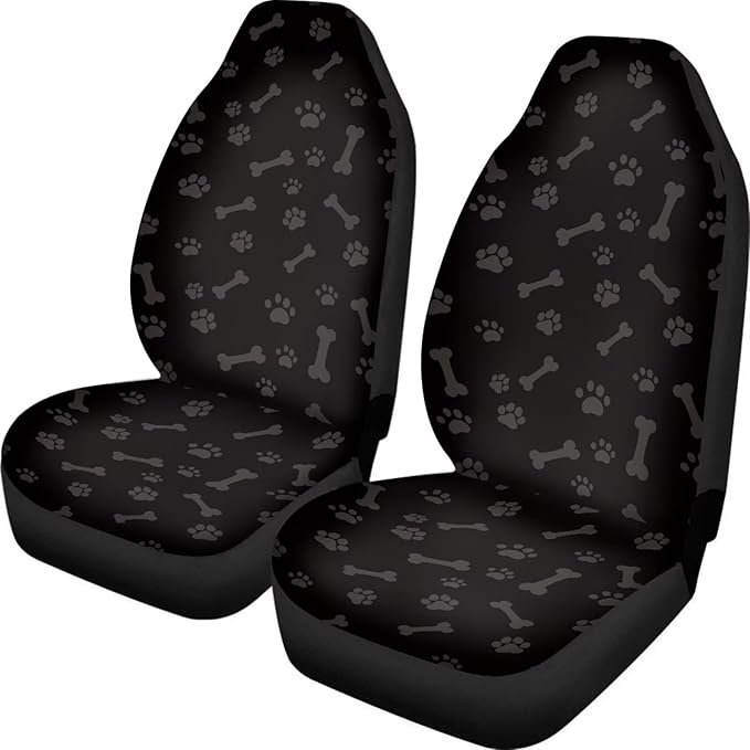 Dreaweet Dog Paw Print Car Seat Covers Front Seats Only Washable & Universal 2 Piece Bucket Seat Covers for SUV Sedan Cute Car Accessories for Women Dog Lover