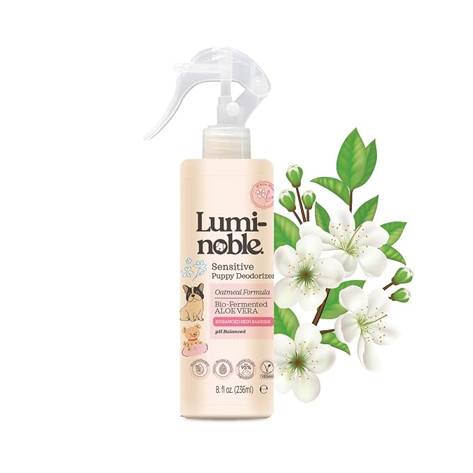 Sensitive Dog Deodorizing Spray Perfume, Oatmeal Formula Pet Cologne,Hypoallergenic Detangler Spray, Alcohol Free, Pet Odor Neutralizer for Puppies, White Musk Scent to Refresh The Skin and Coat, 8oz