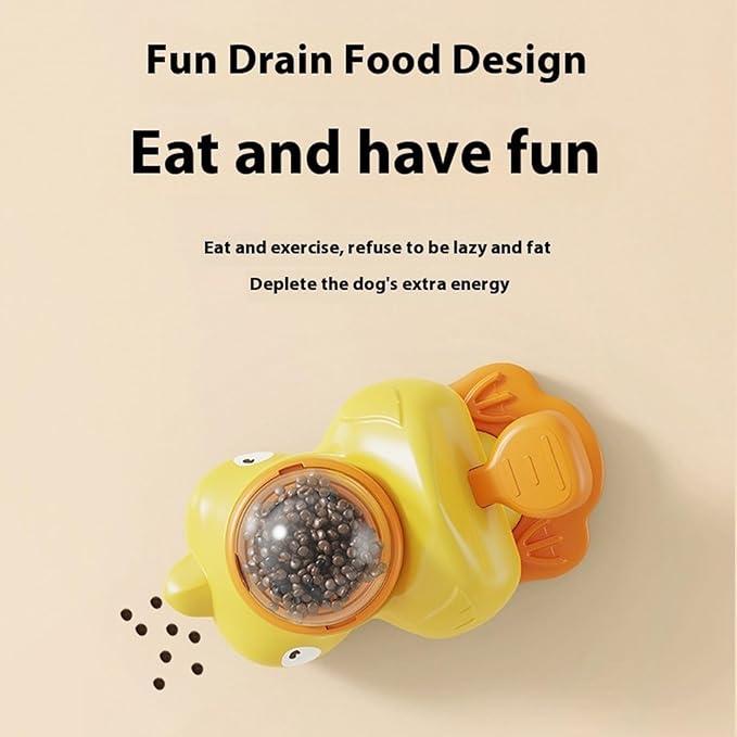 2-in-1 Interactive Dog Puzzle Toy & Slow Feeder – Fun Treat Dispenser for Small & Medium Dogs, Anti-Gulping Duck-Shaped Design, Reduces Bloating & Boredom, No Battery Required (Yellow-B)