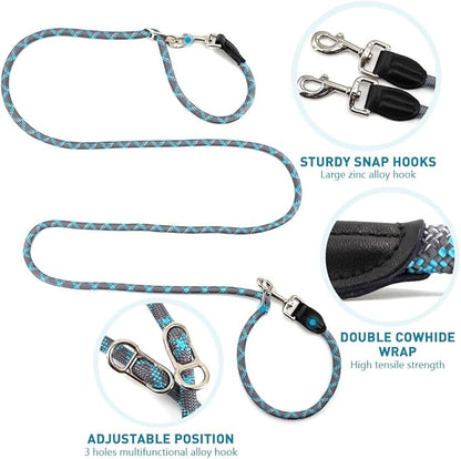 Pawstrip Hands Free Dog Leash - Multifunctional Reflective Waist Leash for Running, Walking, Training - Adjustable Crossbody Nylon Double Leashes for Small Medium Large Dogs (Gray)