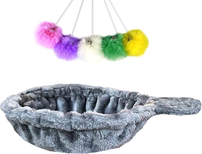 SHENGOCASE 14.6" Grey Nest Basket Lounger Hammock Bed for Cat Tree Tower Replacement, 5-Pack Hanging Toys, Cat Tree Accessories Hammock Attachment (Large Grey)