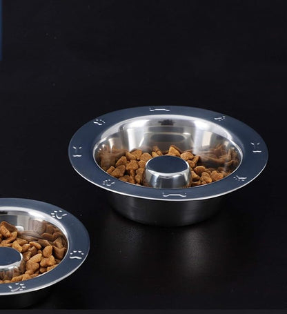 JZK Stainless Steel Dog Bowl for Slow Eating, Slow Feeder Large Dog Bowl, Slow Feeding Metal Dog Bowl, pet Bloat Stop Food Bowl