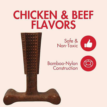 SPOT by Ethical Products 4 in Bambone Plus Easy Grip Peanut Butter, Beef & Chicken Dog Chew Bundle - Bamboo & Nylon Anti Anxiety Bone for Aggressive Chewers & Dental Health for Dogs - Large (3 Pack)